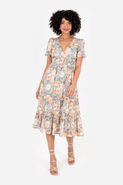 Lovedrobe Shirring Waist Puff Sleeve Midi Dress - Image 1 of 5