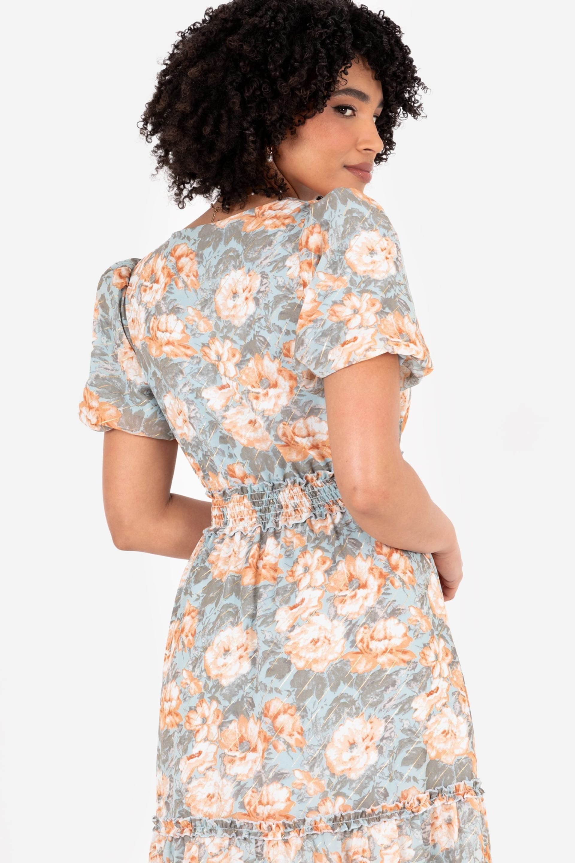 Lovedrobe Shirring Waist Puff Sleeve Midi Dress - Image 5 of 5