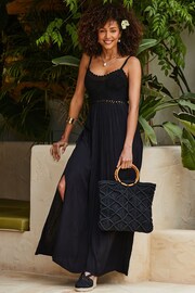 Sosandar Black Crochet Maxi Dress - Image 4 of 5