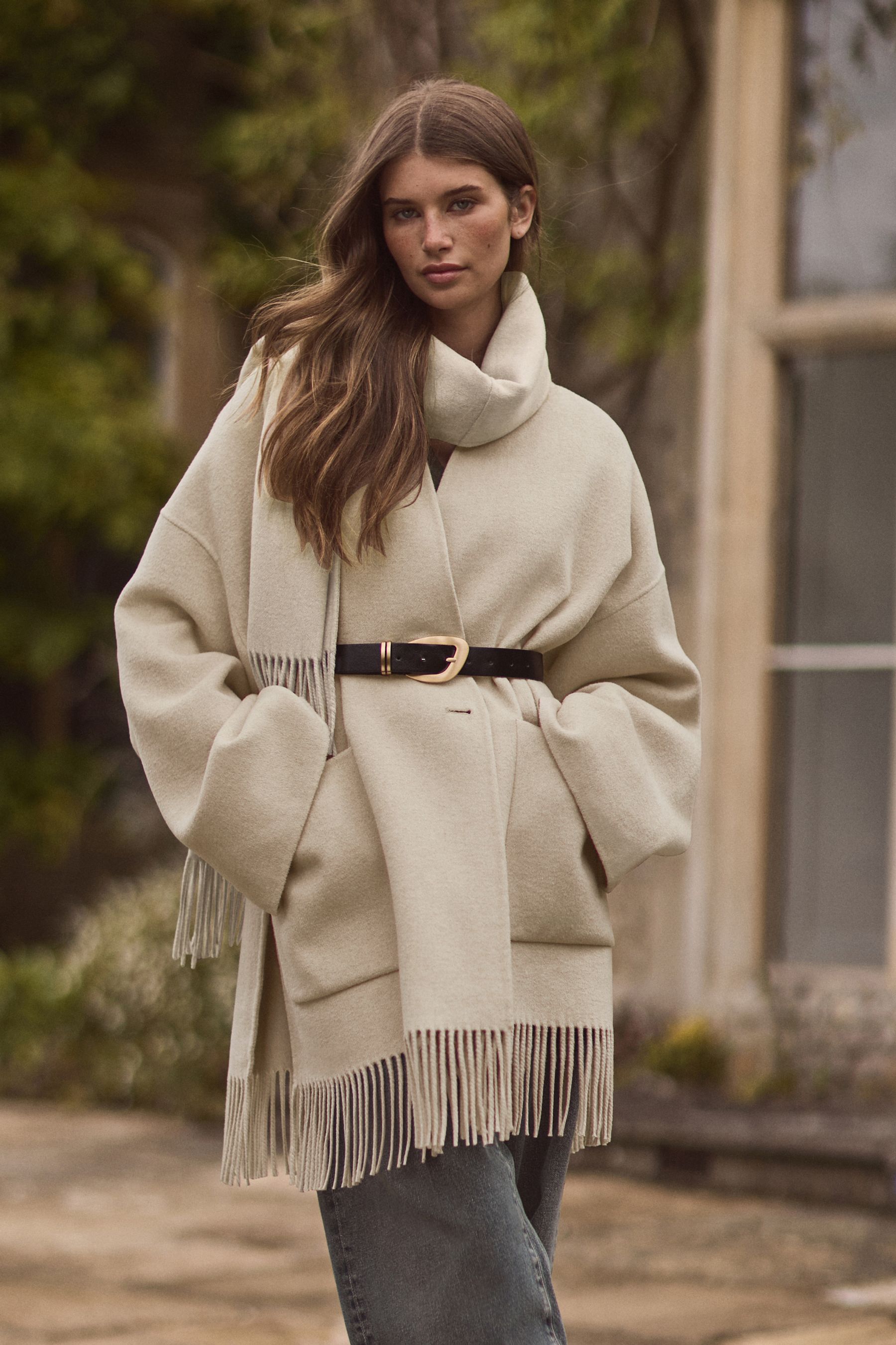 Michael kors wool blend scarf coat shop