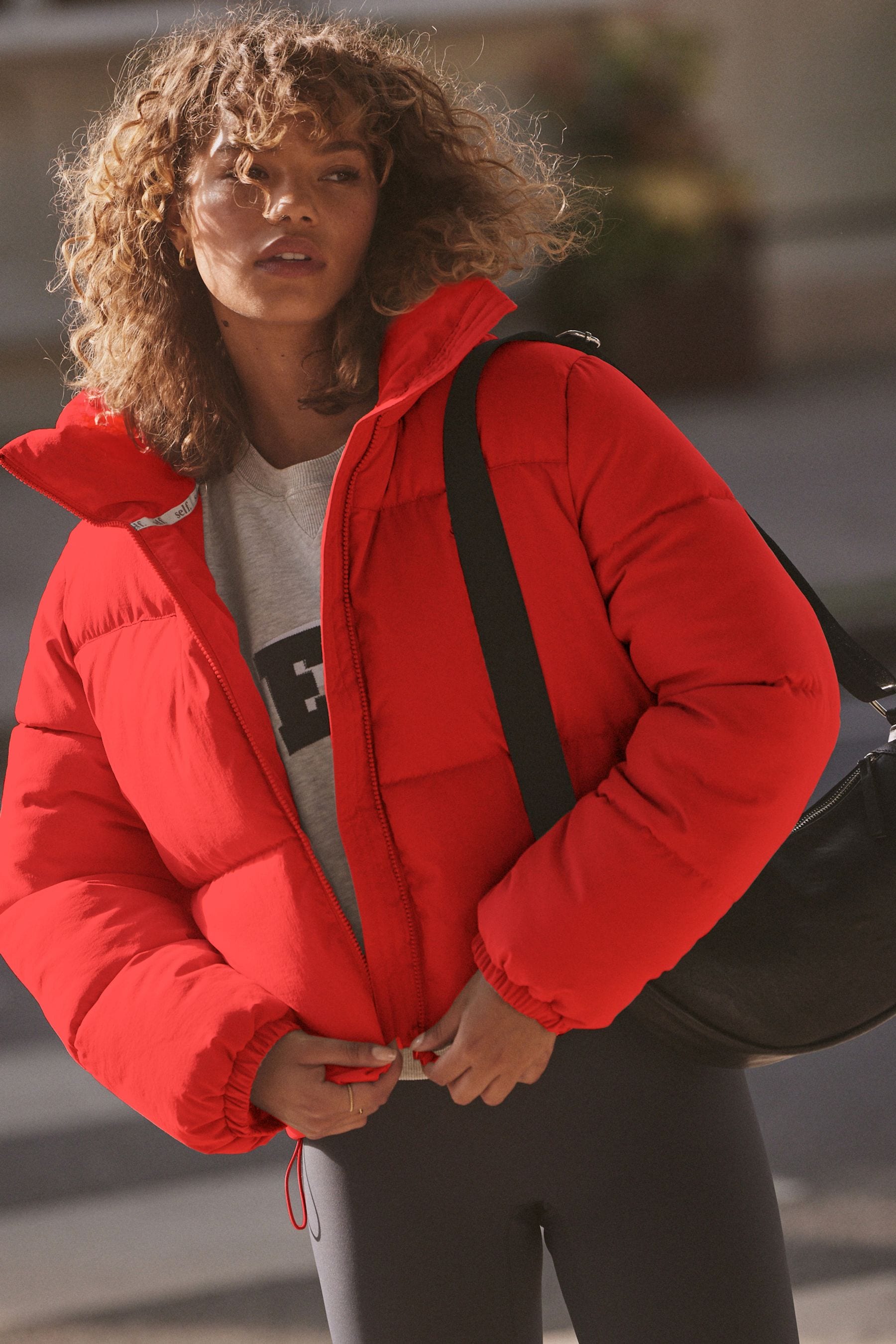 Red padded jacket hotsell