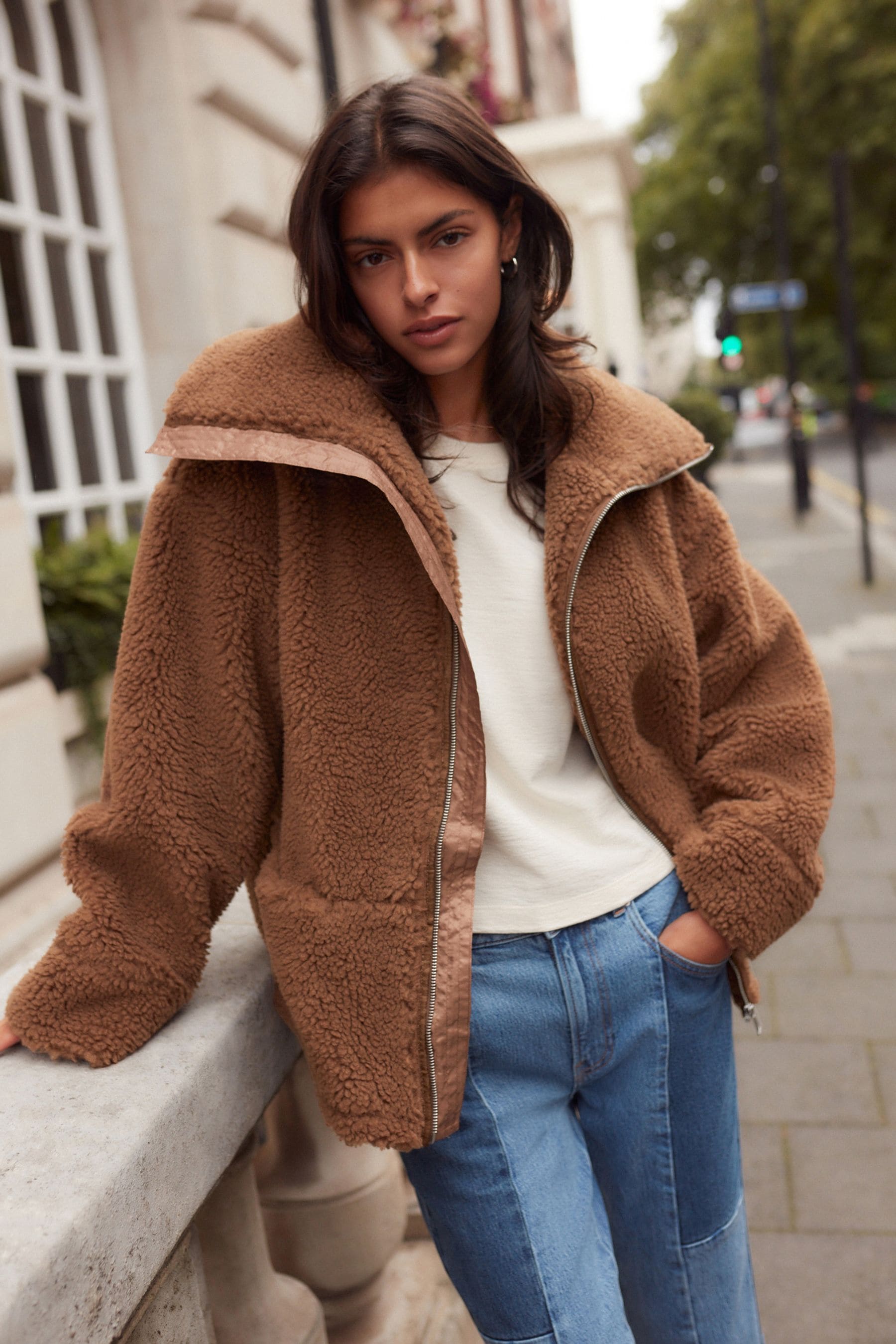 Long teddy borg jacket top