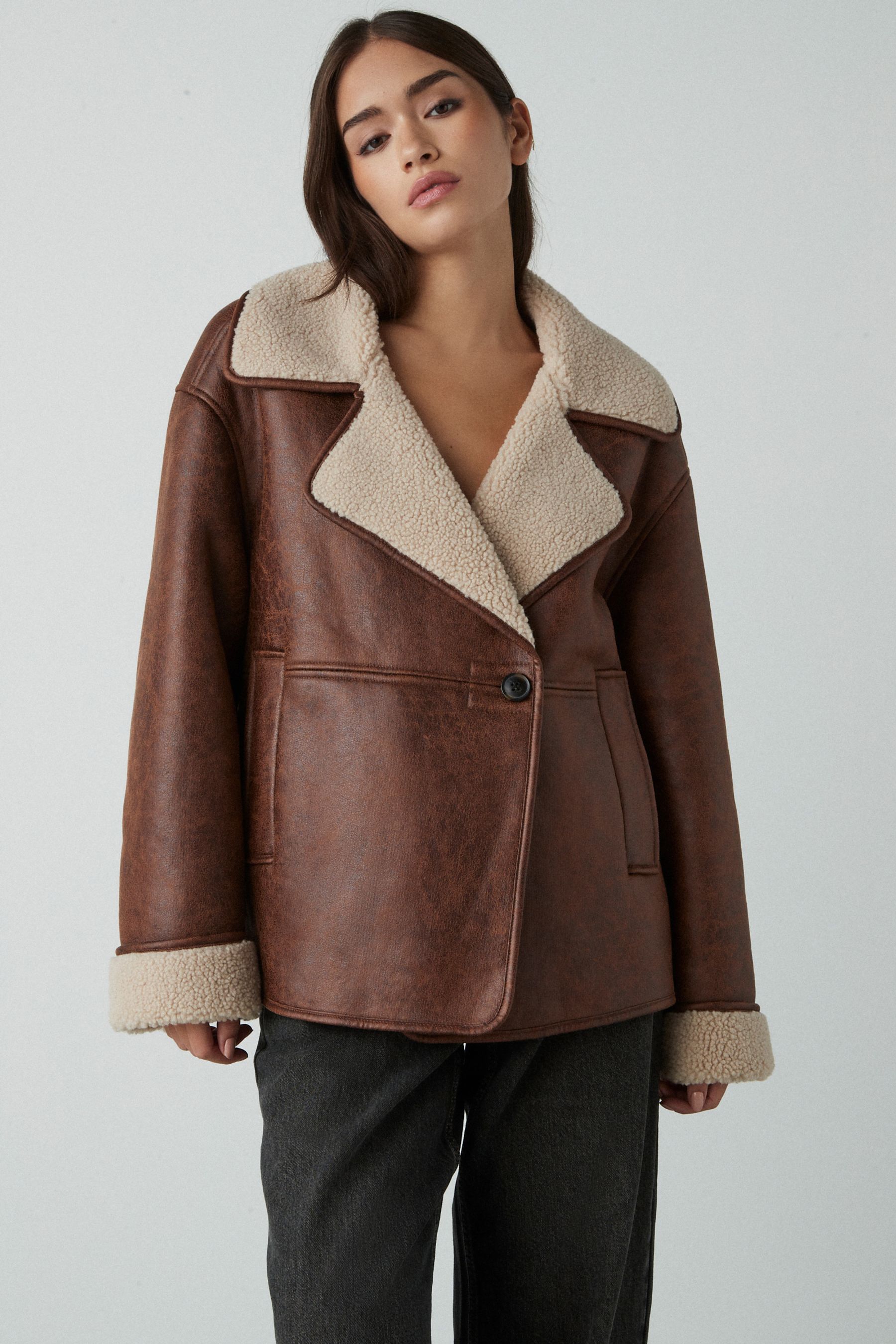 Tan aviator coat store