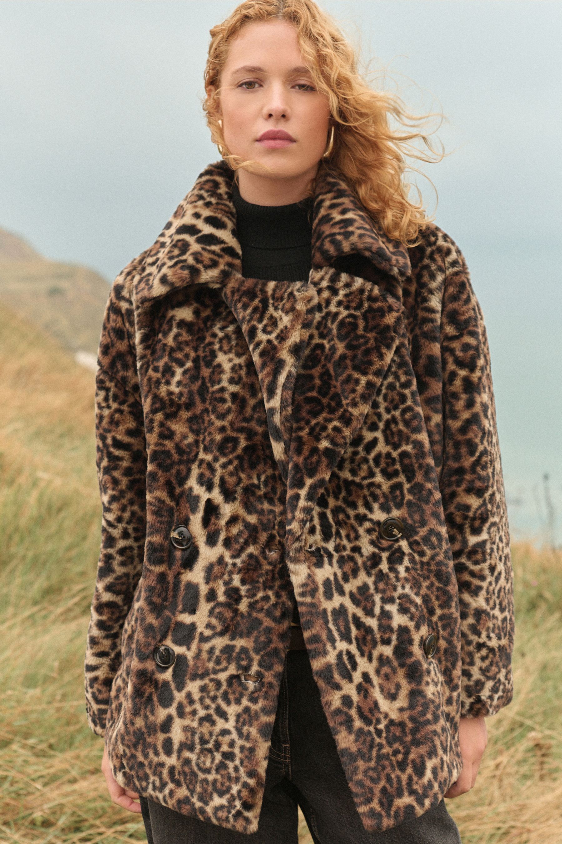 Snow leopard faux fur coat uk sales