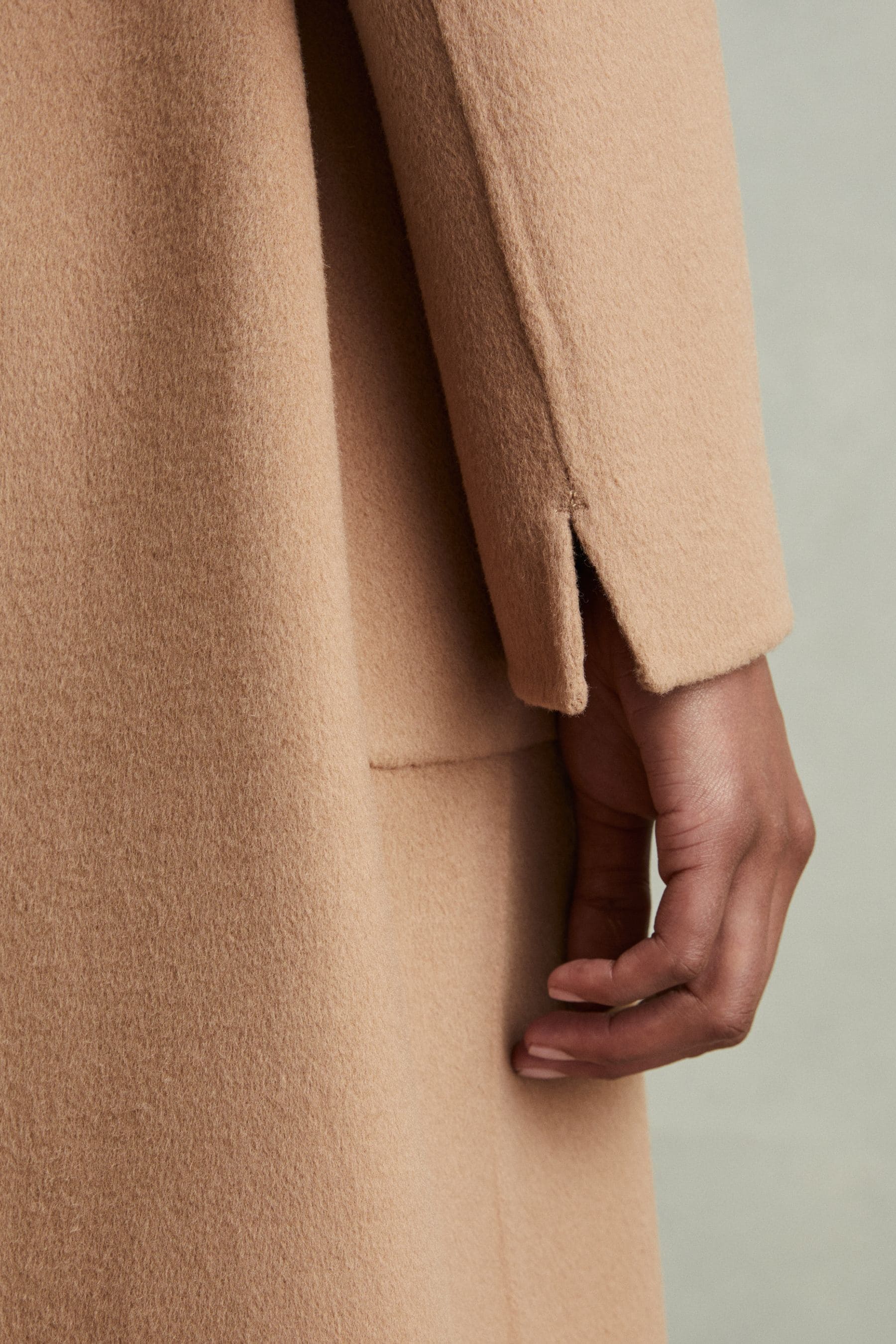 Buy Reiss Light Camel Lucia Petite Wool Blend Double Breasted Blindseam Coat from Next Luxembourg