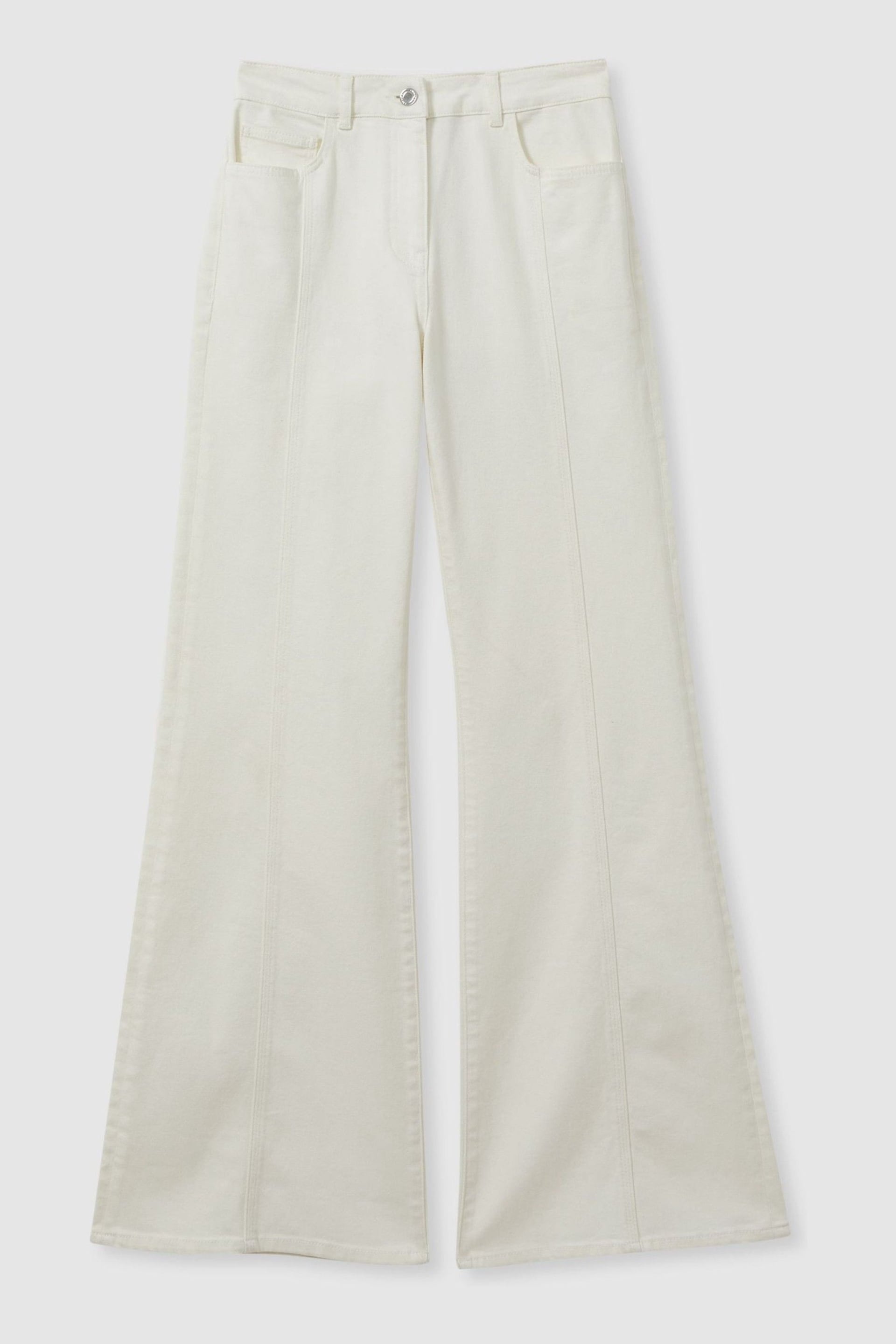 Reiss Ecru Juniper Petite Flared Front Seam Jeans - Image 2 of 6