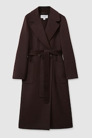 Reiss Chocolate Lucia Wool Blend Double Breasted Blindseam Coat - Image 2 of 6