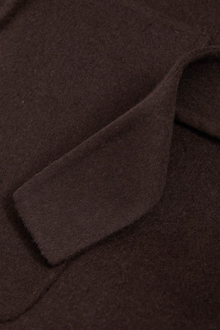 Reiss Chocolate Lucia Wool Blend Double Breasted Blindseam Coat - Image 6 of 6