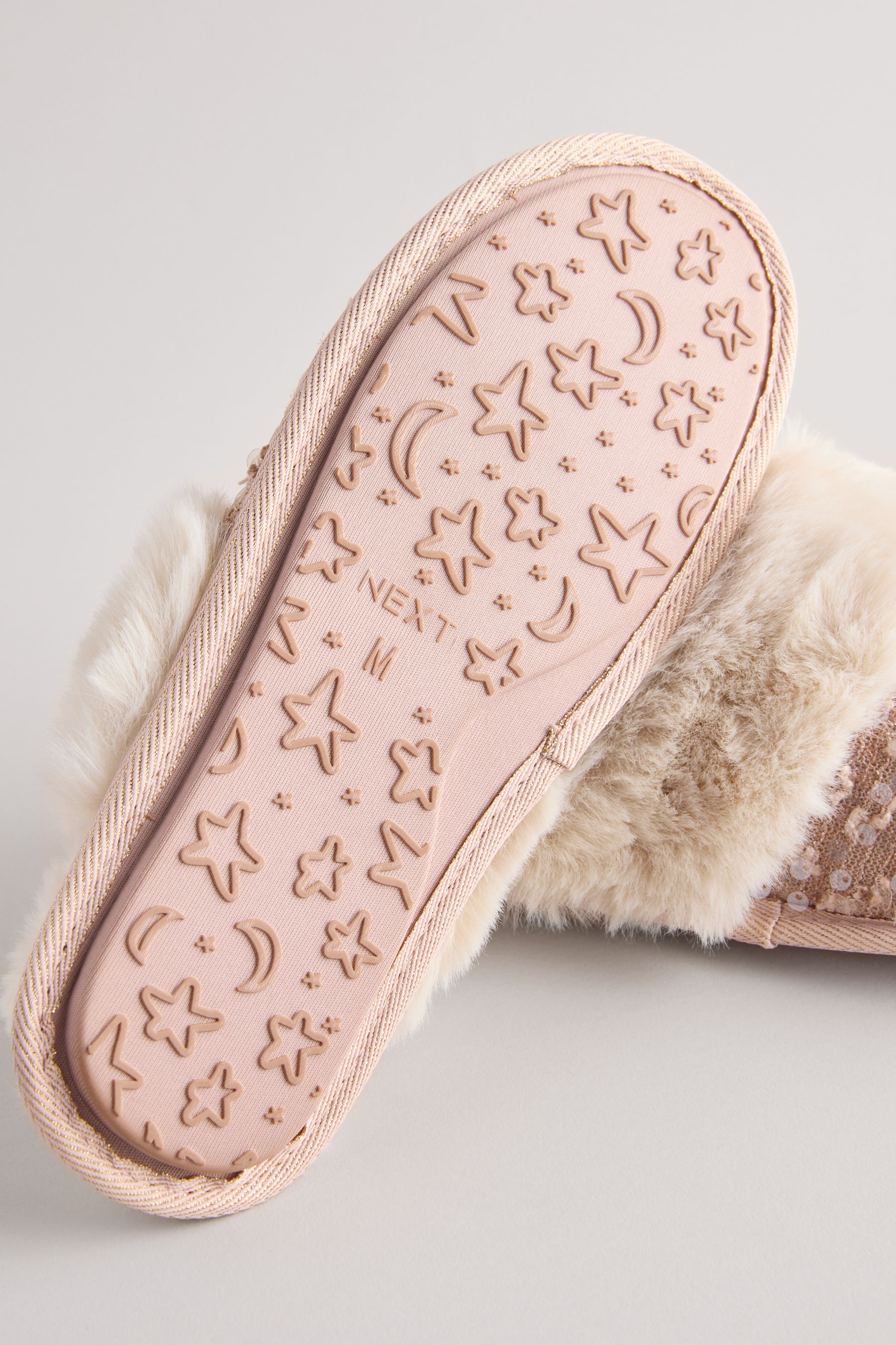 Rose gold sequin slippers online