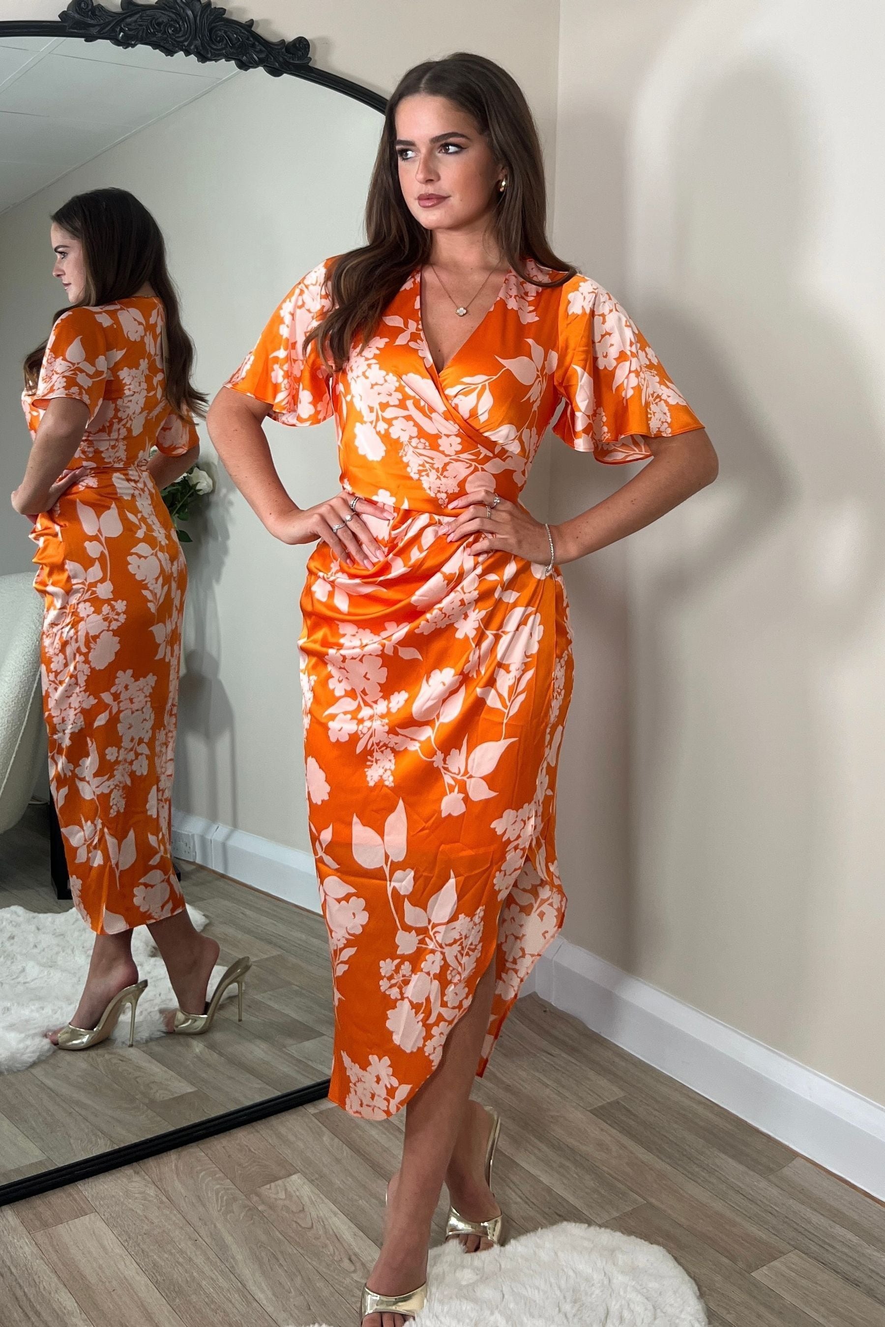 Floaty wrap midi dress outlet