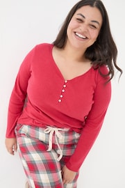 FatFace Red Lila Henley T-Shirt - Image 4 of 8