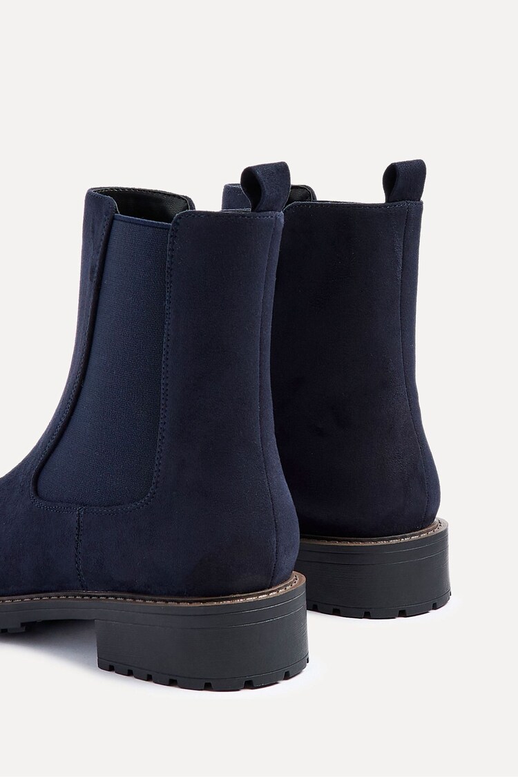 Linzi Blue Dalston Faux Suede Chelsea Boots With Stretch Panel - Image 5 of 5