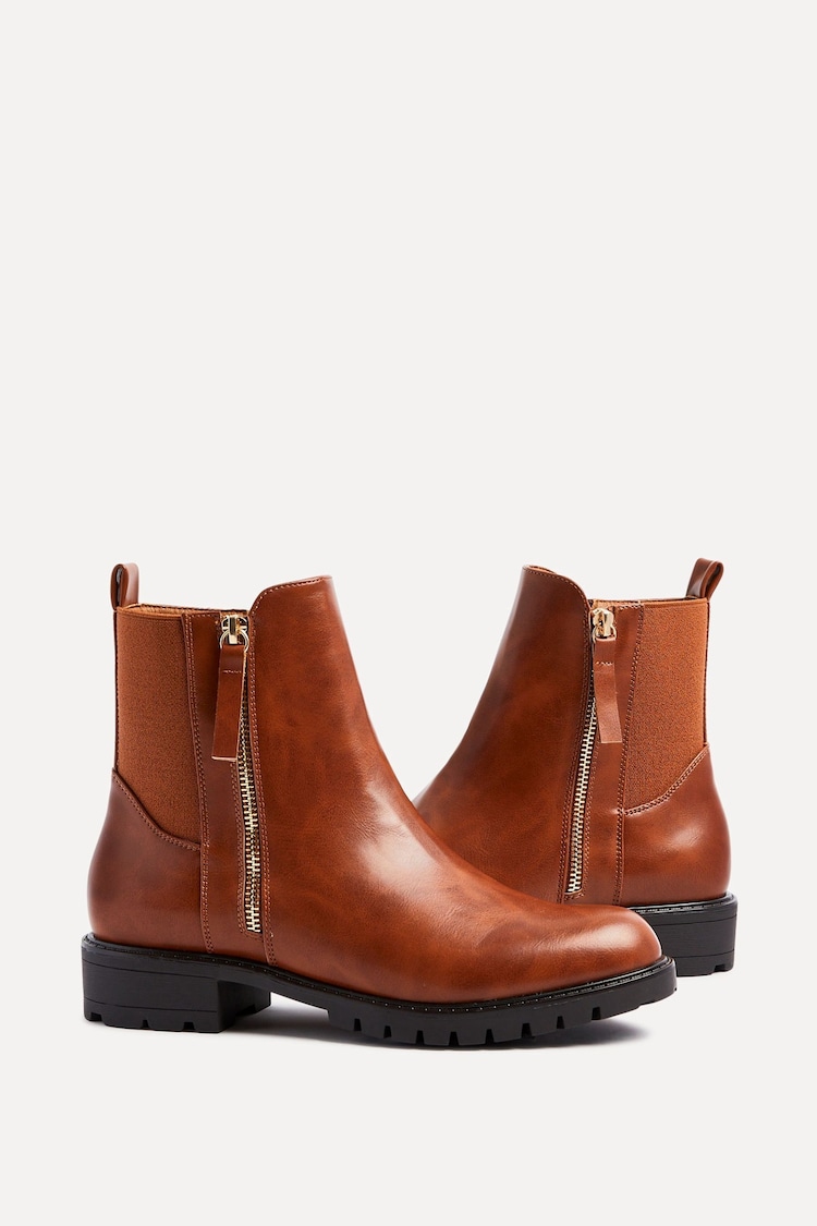 Linzi Brown Peyton Stretch Panel Ankle Boots With Inside Zip - Image 4 of 4