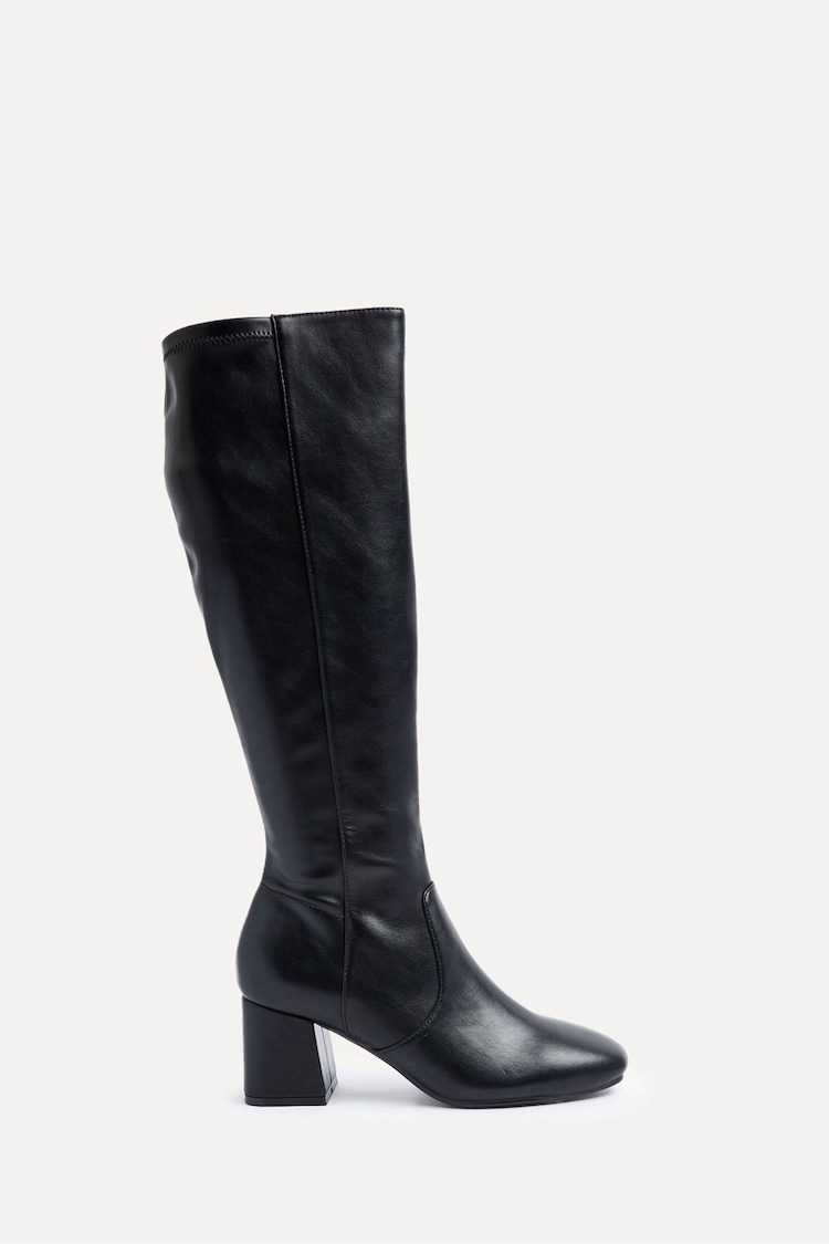 Linzi Black Frosty Block Heeled High Leg Boots - Image 2 of 5