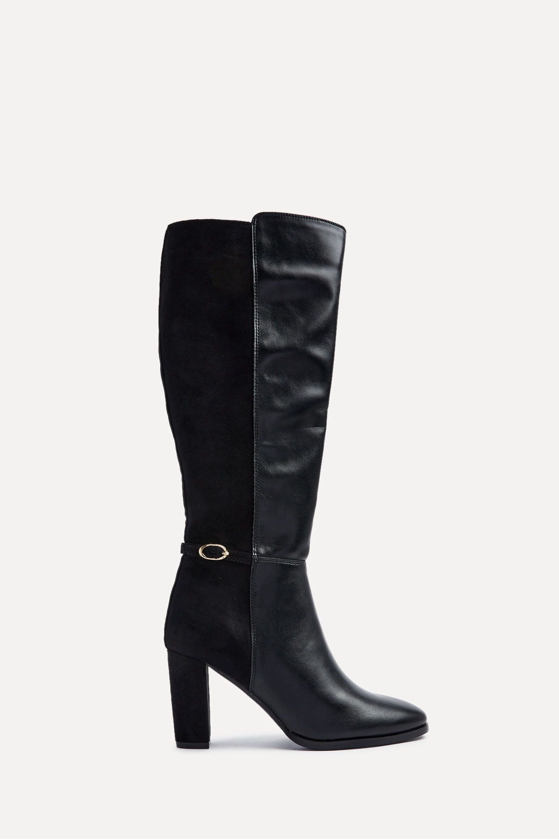 Buy Linzi Black Symone High Leg Block Heeled Boots With Buckle Detail from Next Luxembourg