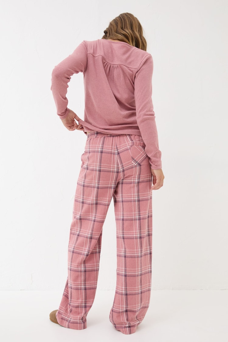 FatFace Lola Pink Check 100% Cotton Pyjama Bottoms - Image 2 of 8