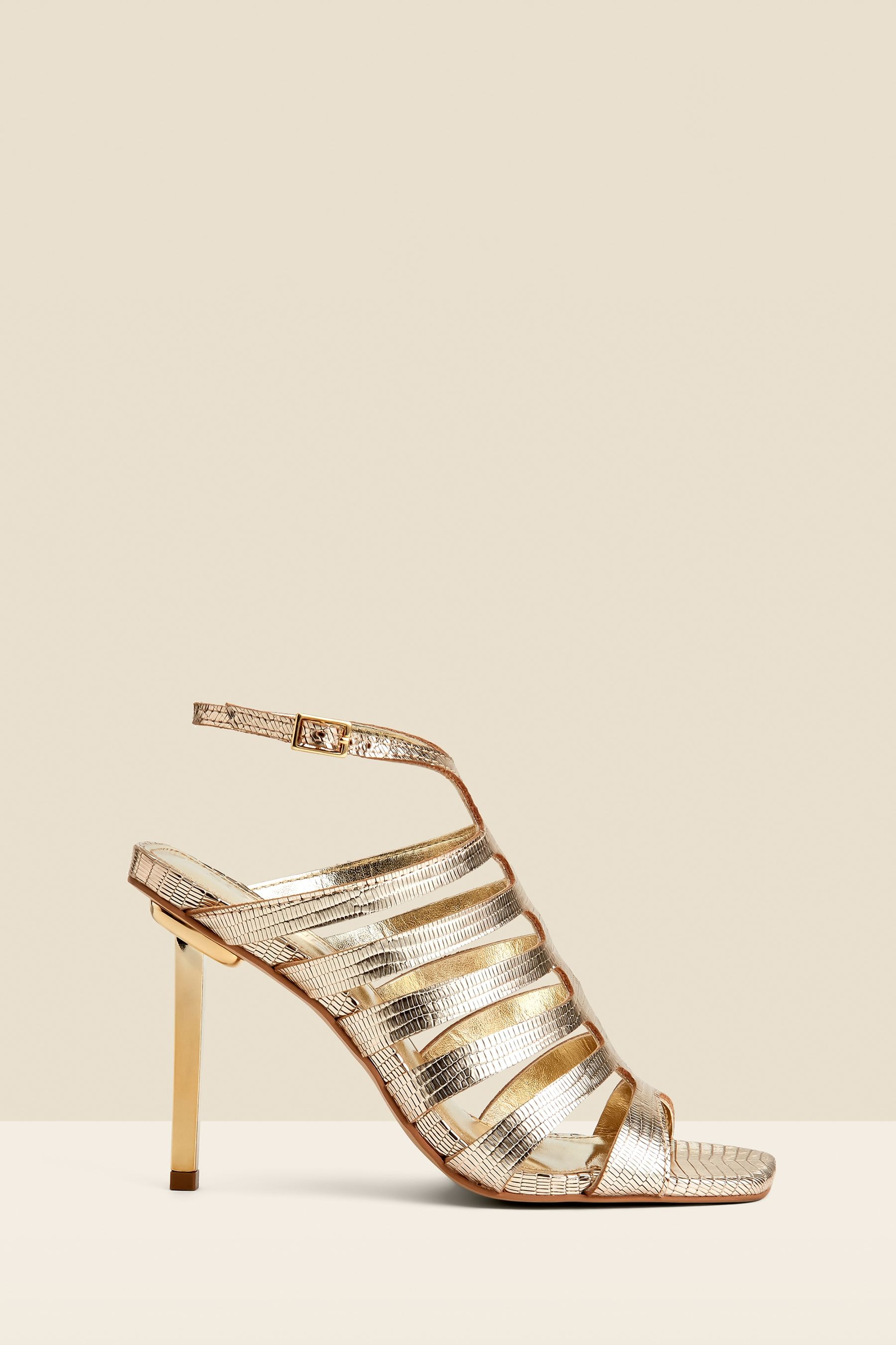 Gold leather strappy sandals cheap