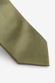 Moss Green Silk Tie And Pocket Square Set - Image 4 of 5