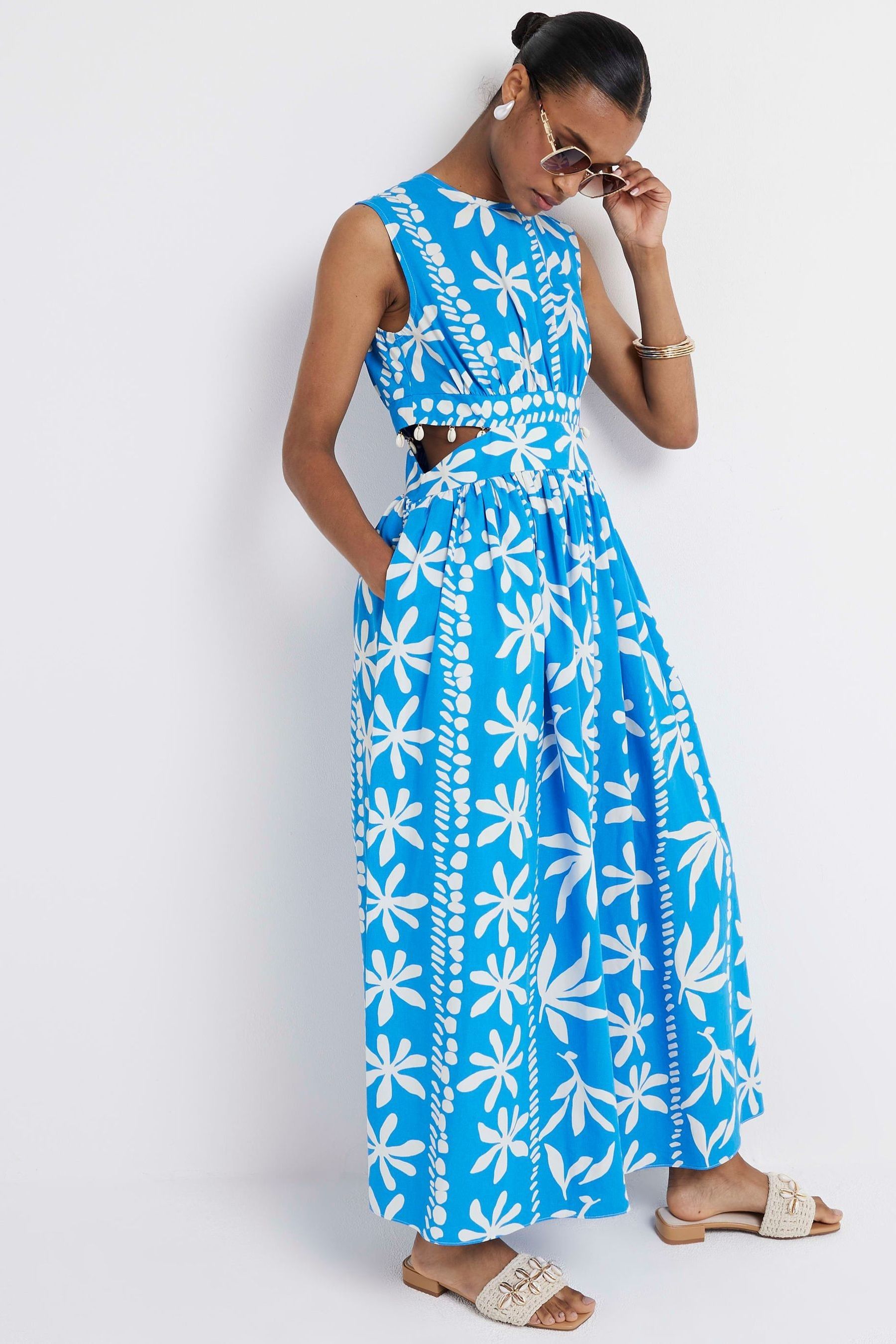 River island blue maxi dress best sale
