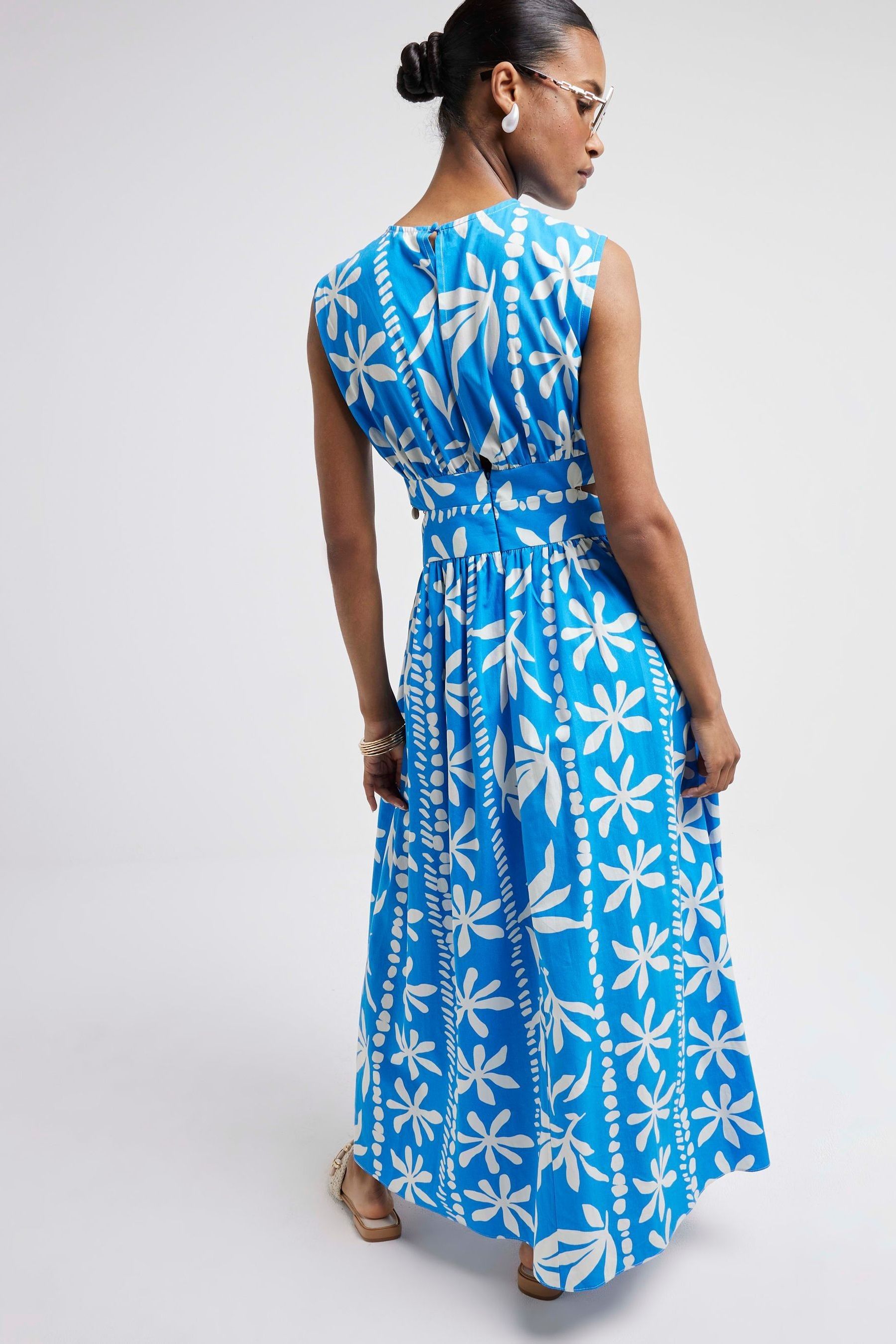 Buy River Island Blue Cut Out Maxi 100 Cotton Dress from Next Luxembourg