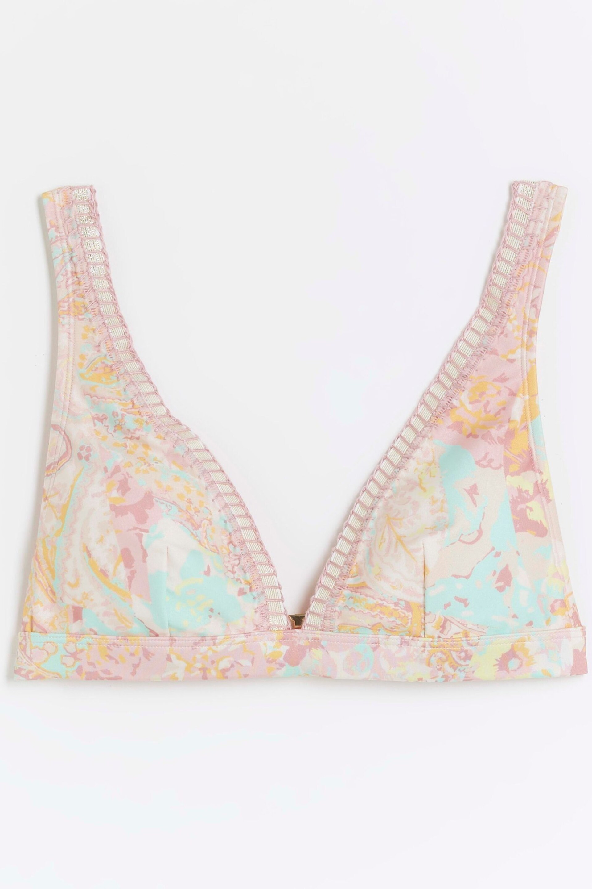 River Island Pink Paisley Plunge Bikini Top - Image 5 of 6