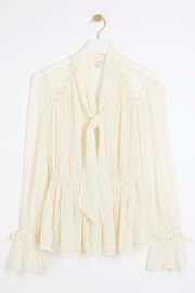 River Island Cream Lace Mix Pussy Bow Blouse - Image 3 of 4