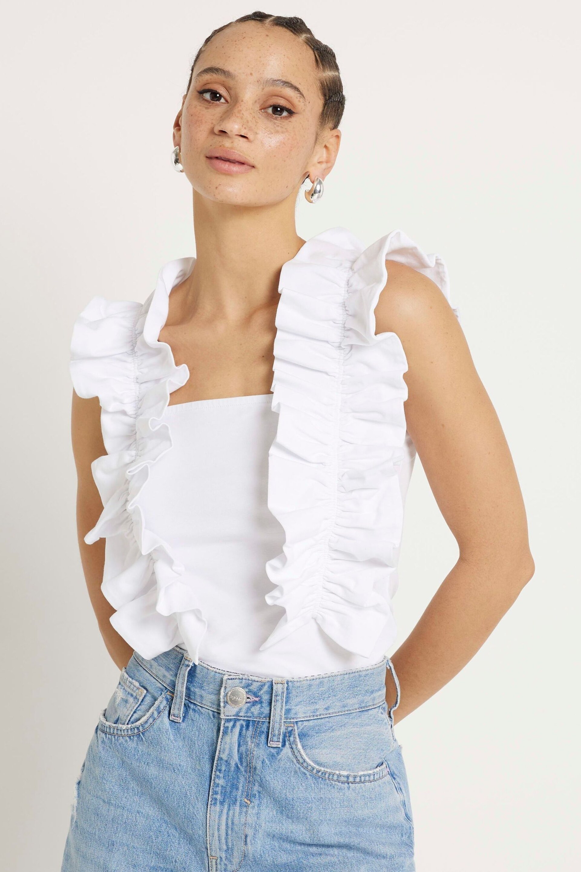 River Island White Frill Tank Top - Image 2 of 4