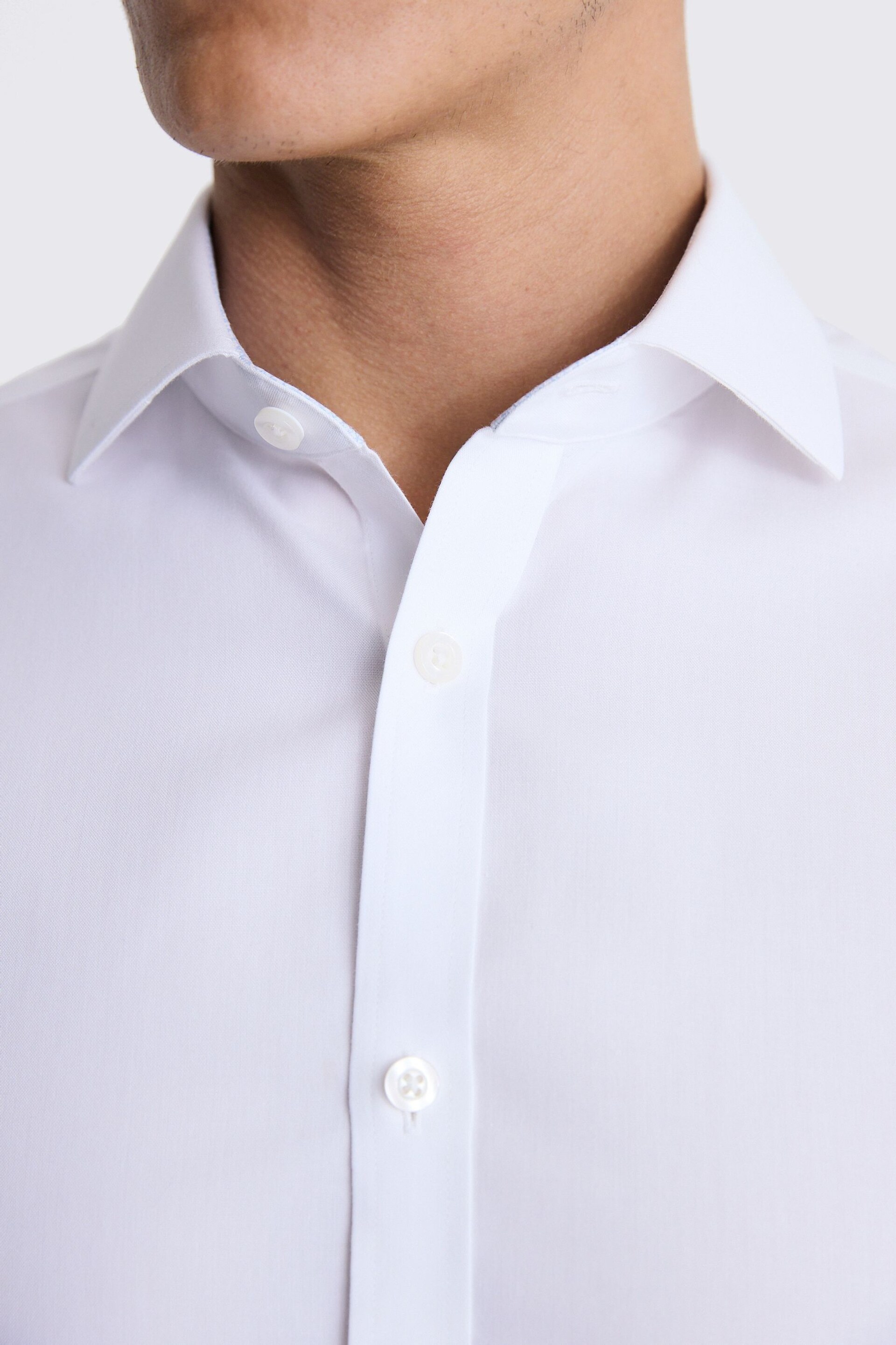 MOSS White Tailored Fit Pinpoint Oxford Contrast Non Iron Shirt - Image 3 of 3