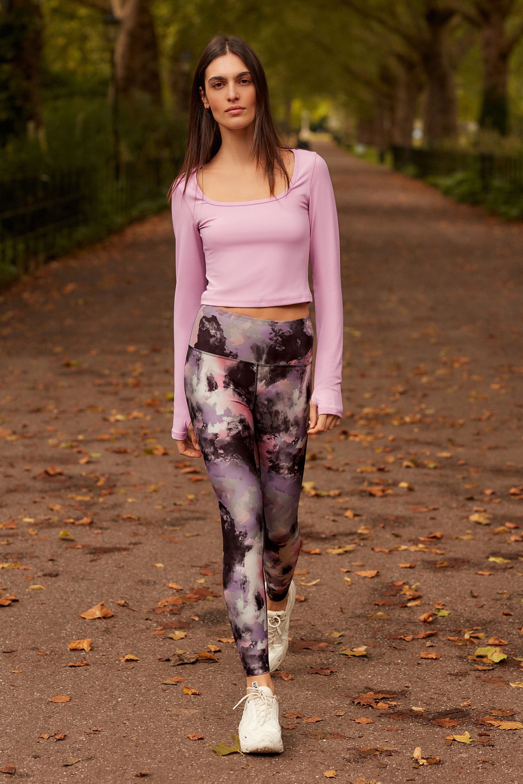 Pink Blur Print Active Yoga Leggings