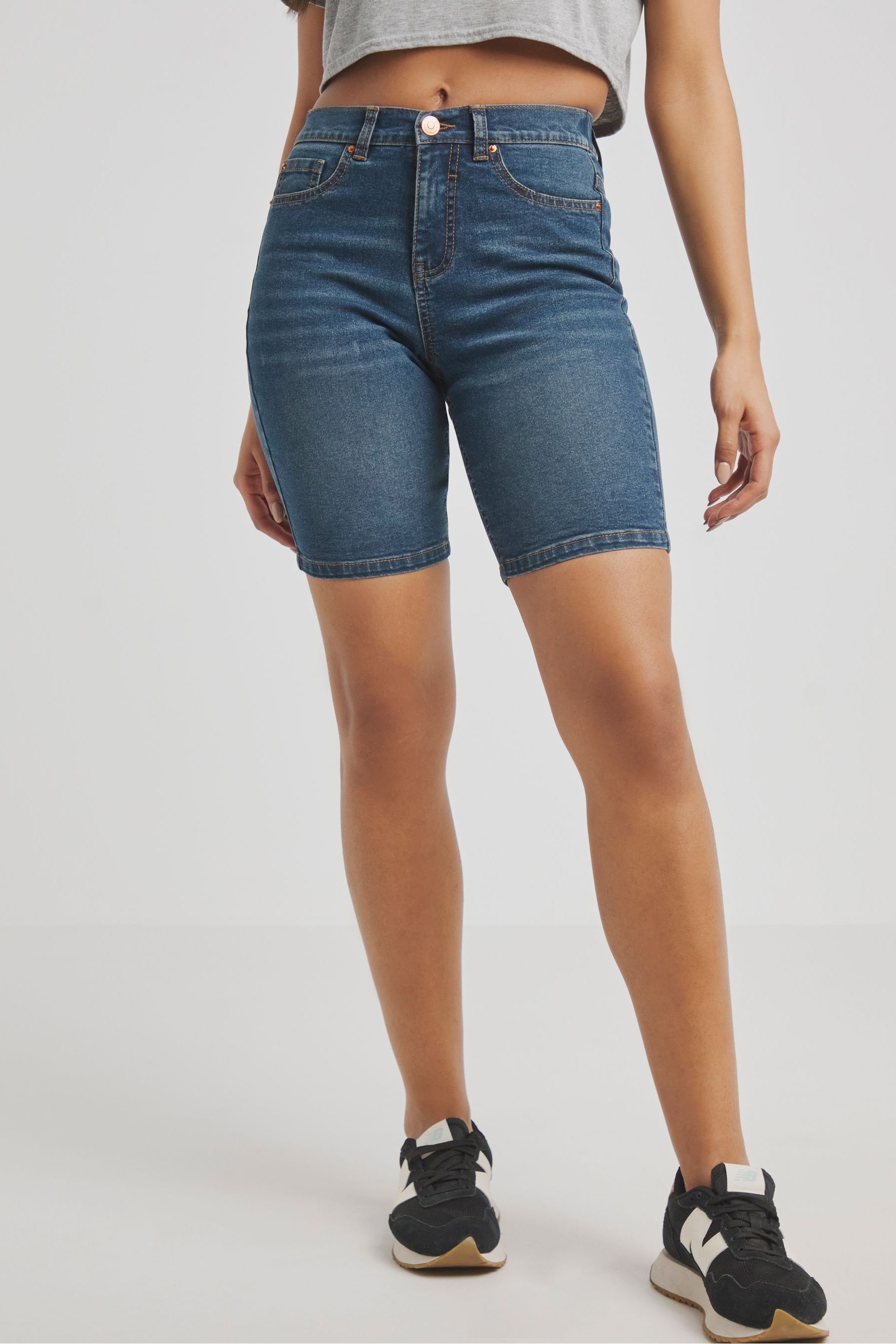 Buy Simply Be Blue 24 7 Denim Knee Shorts from the Next UK online shop