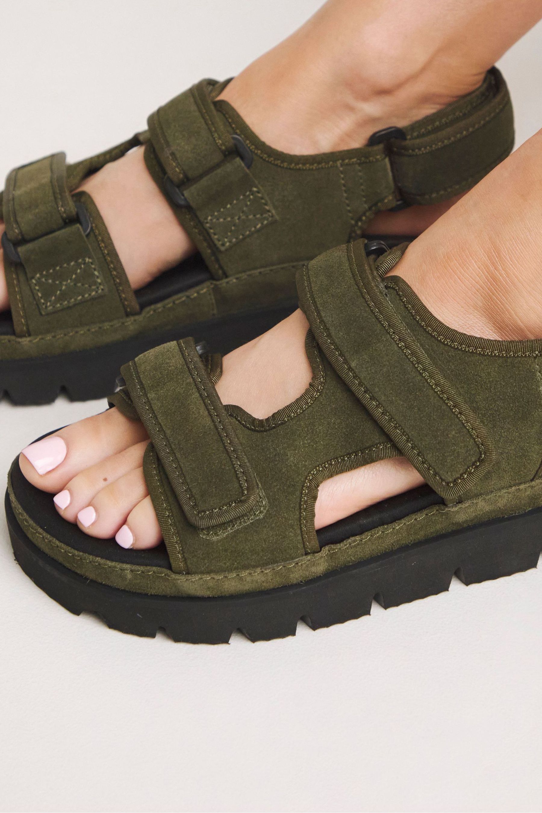 Simply Be Extra Wide Fit Chunky Comfort Suede Touch And Close Sandals from Next United Arab Emirates