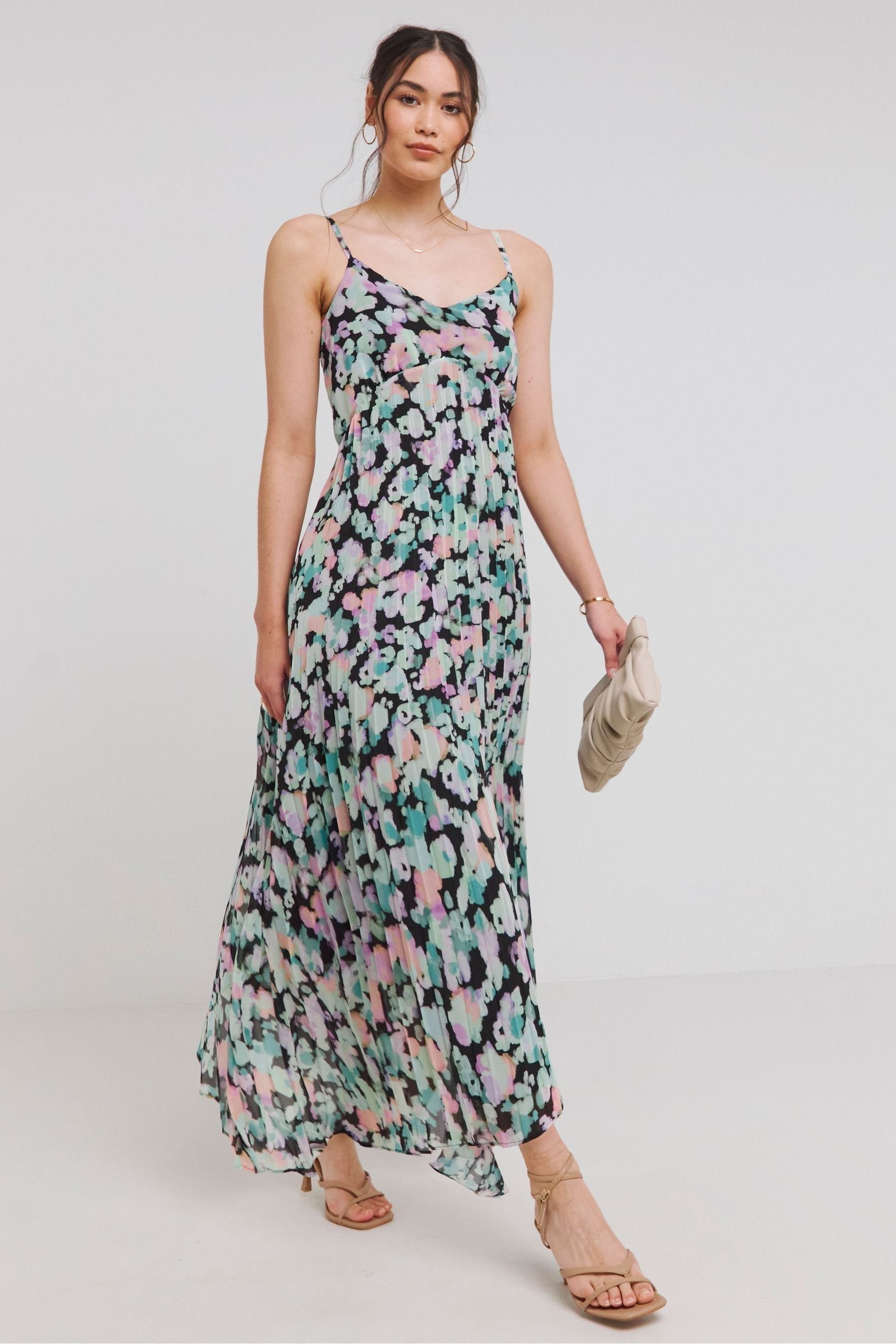 Buy Simply Be Multi Floral Print Pleated Maxi Dress from the Next UK online shop