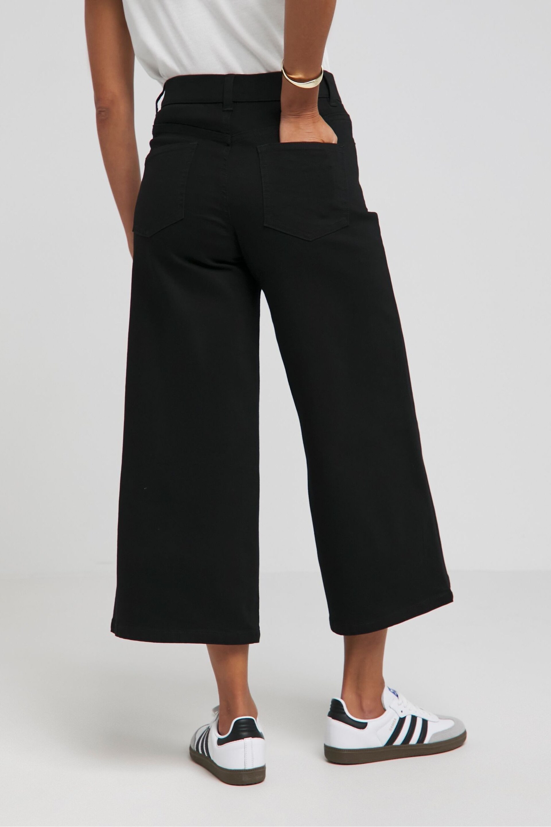 Simply Be Black 24/7 Cropped Wide Leg Jeans - Image 2 of 4