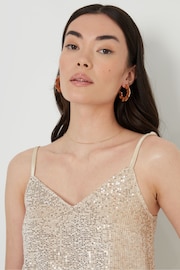 Threadbare Gold Party Sequin V-Neck Cami Vest Top - Image 4 of 4