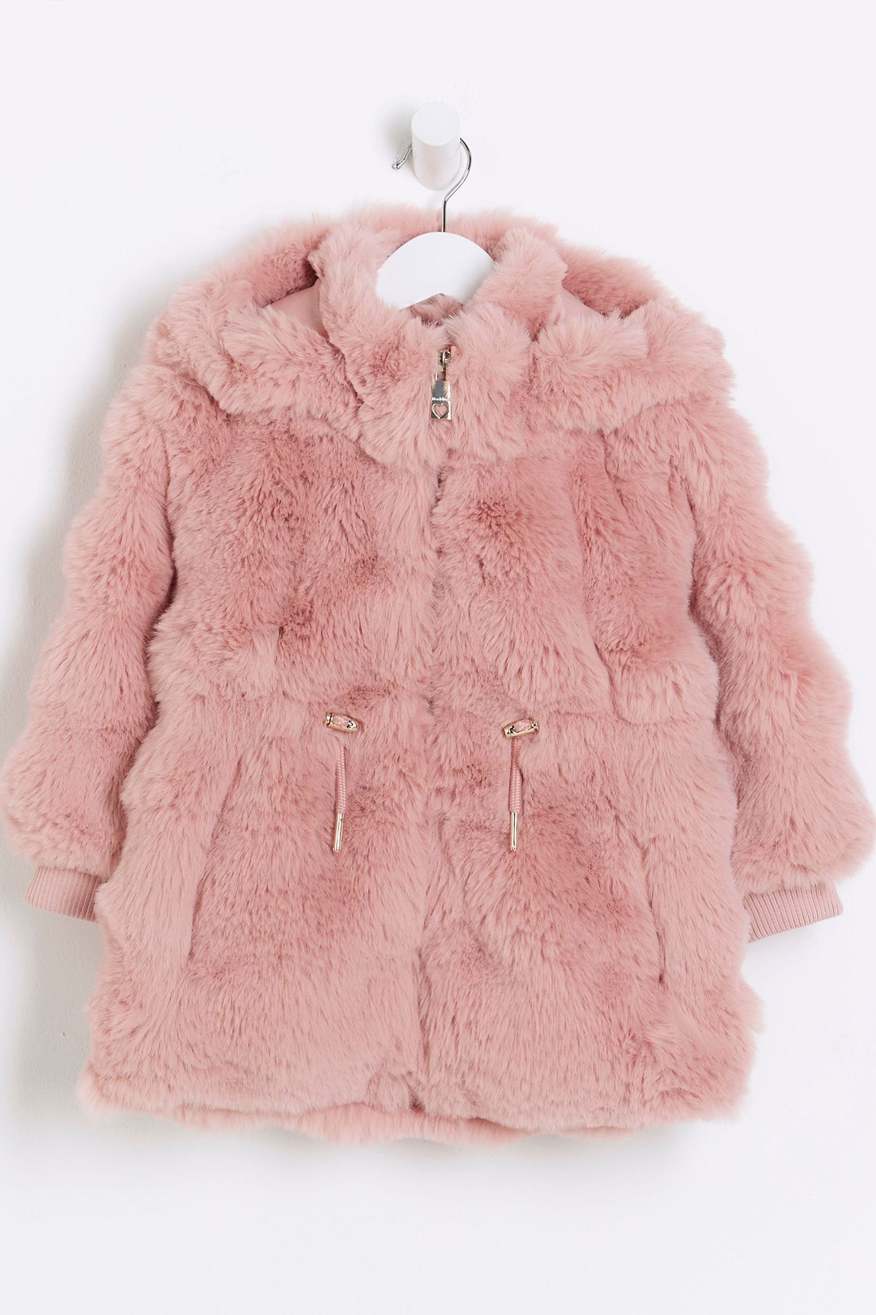 River Island Pink Girls Bobble Faux Fur Coat 152years