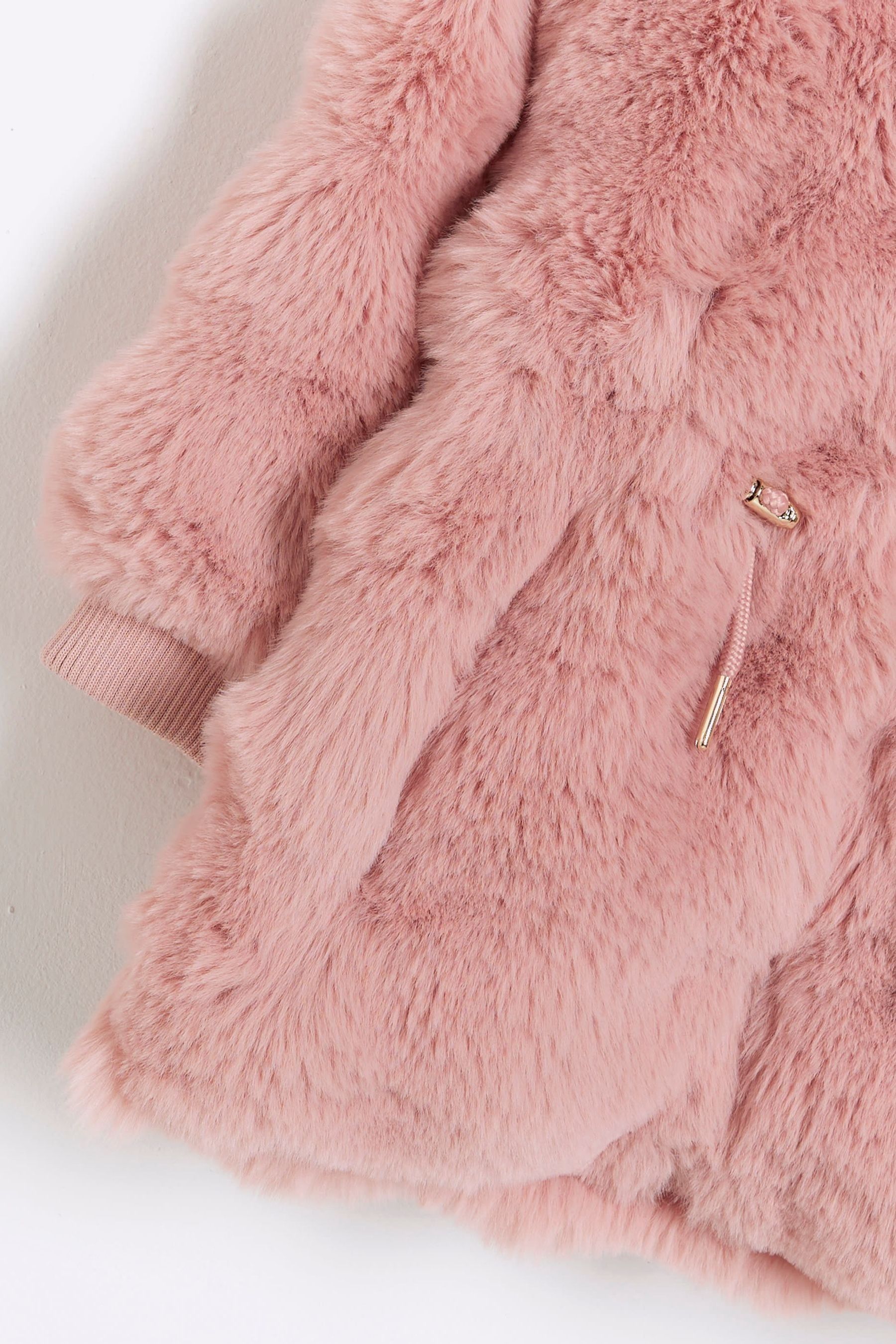 River Island Pink Girls Bobble Faux Fur Coat