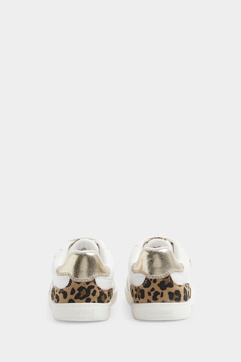 River Island White Girls Leopard Embossed Trainers - Image 2 of 4