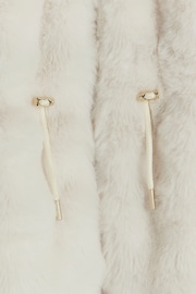 River Island Cream Girls Bobble Faux Fur Coat - Image 2 of 3