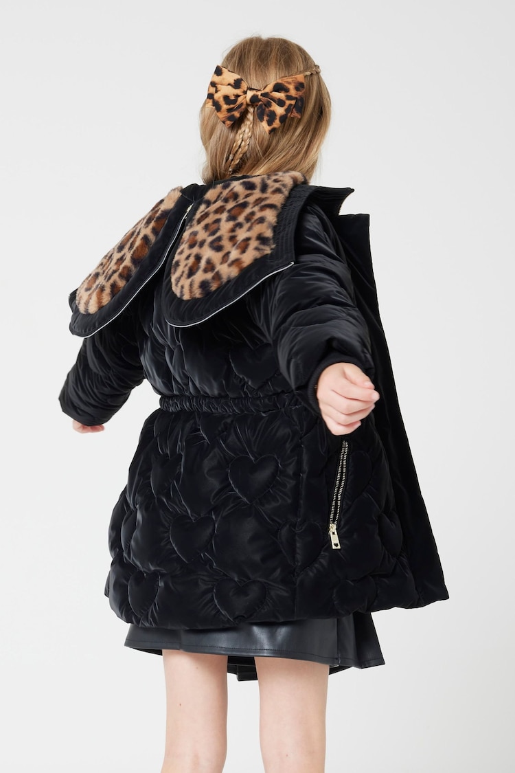 River Island Black Girls Glam Heart Padded Coat - Image 2 of 6