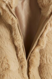 River Island Brown Girls Toffee Bobble Faux Fur Coat - Image 2 of 3