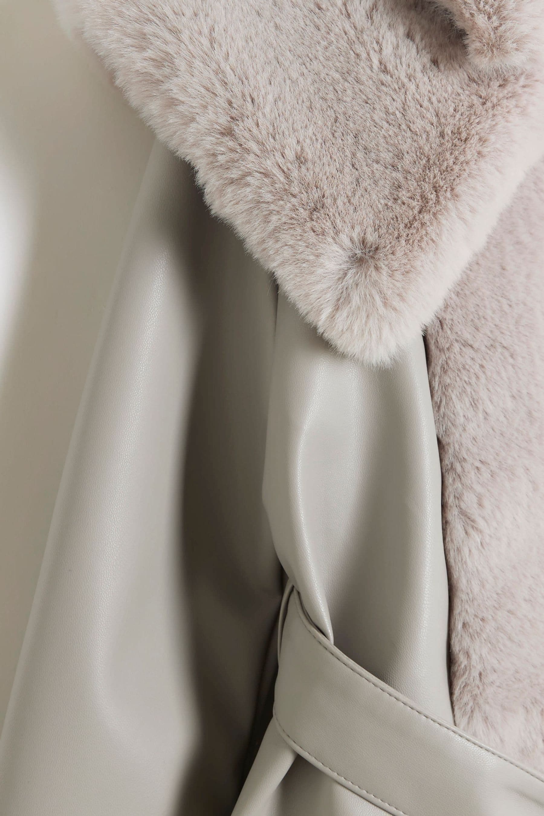River island grey faux fur coat deals