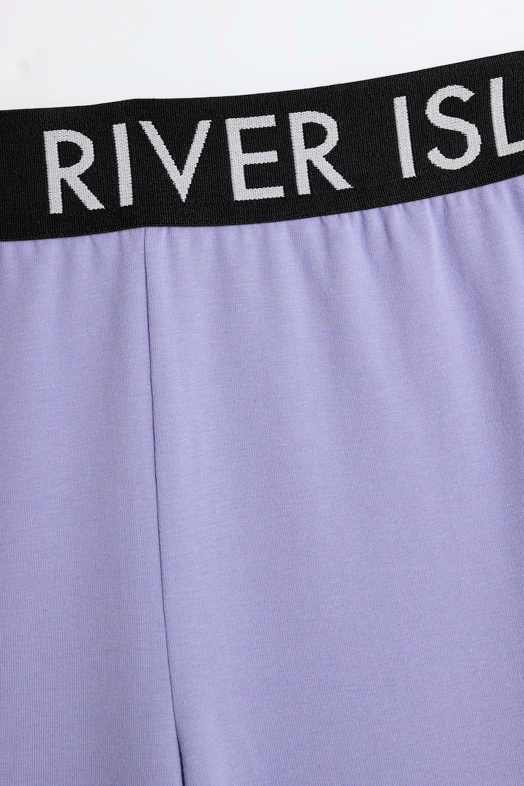 River Island Purple Girls Deep Waistband Kickflare 100% Cotton Trousers - Image 2 of 3