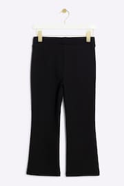 River Island Black Girls Faux Leather Front Kickflare Trousers - Image 2 of 4