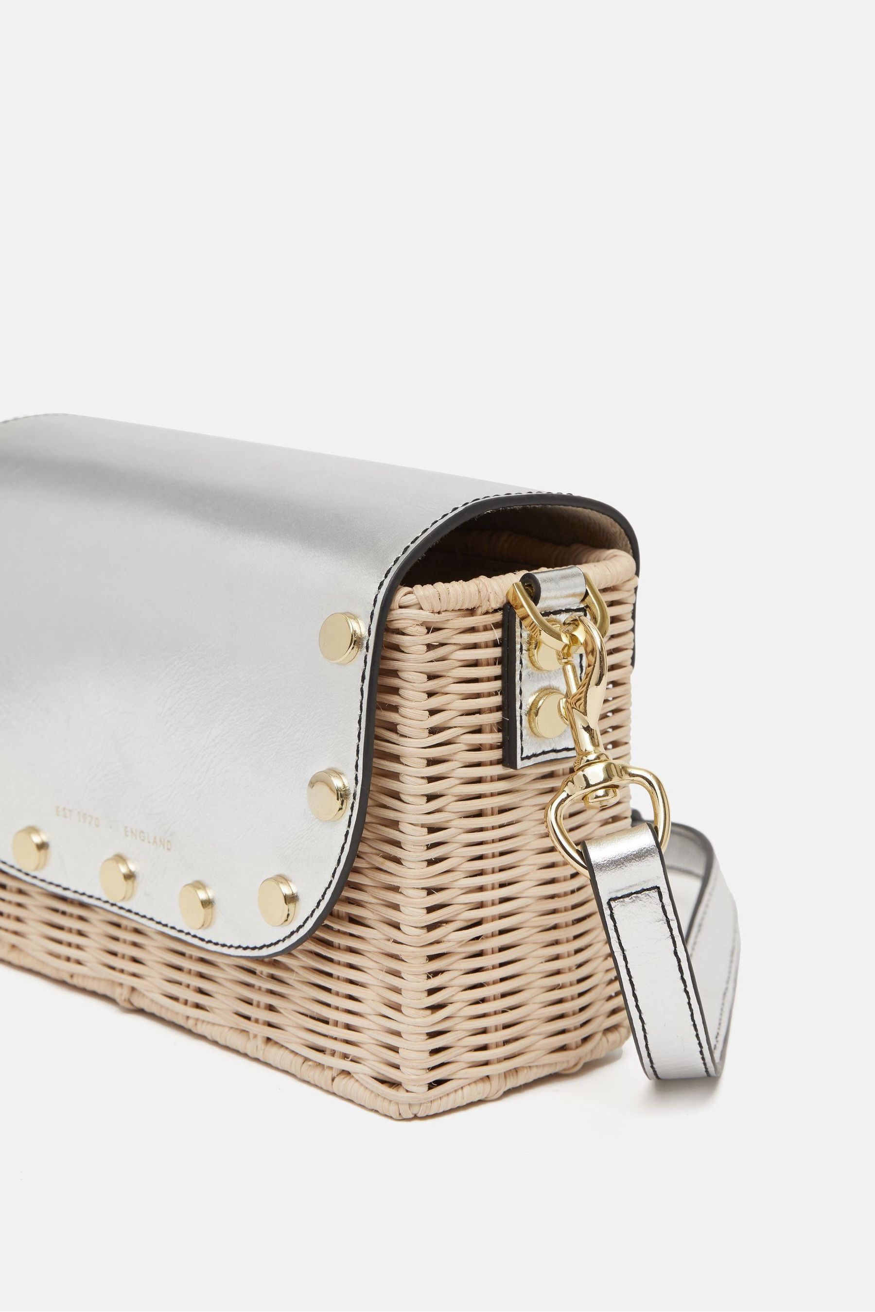 Buy Jigsaw Silver Boxy Straw Cross Body Bag from Next Germany
