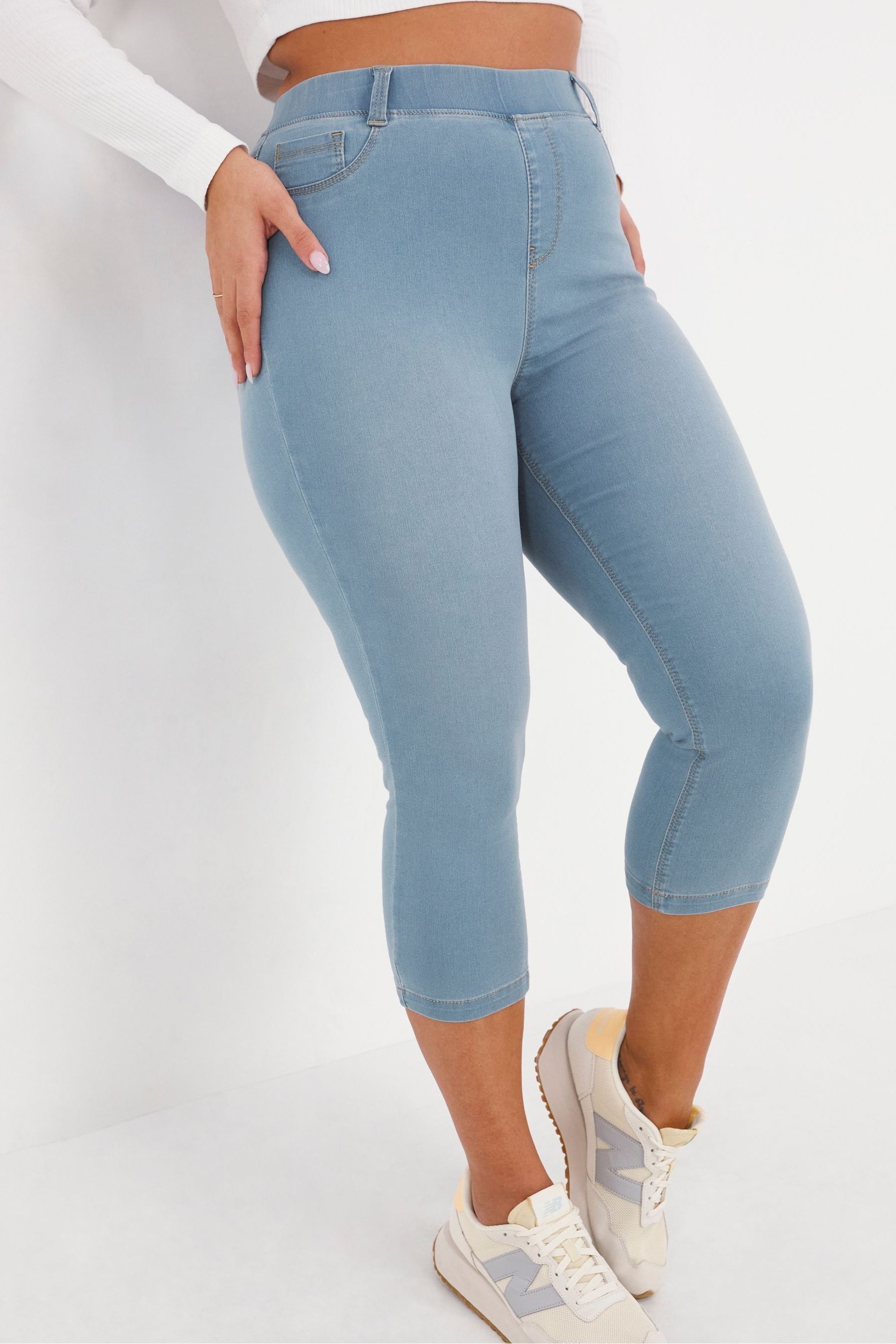 Simply Be Blue Amber Light Crop Jeggings - Image 1 of 4