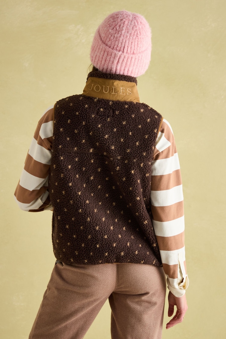 Joules Lilah Chocolate Brown Printed Gilet - Image 2 of 8