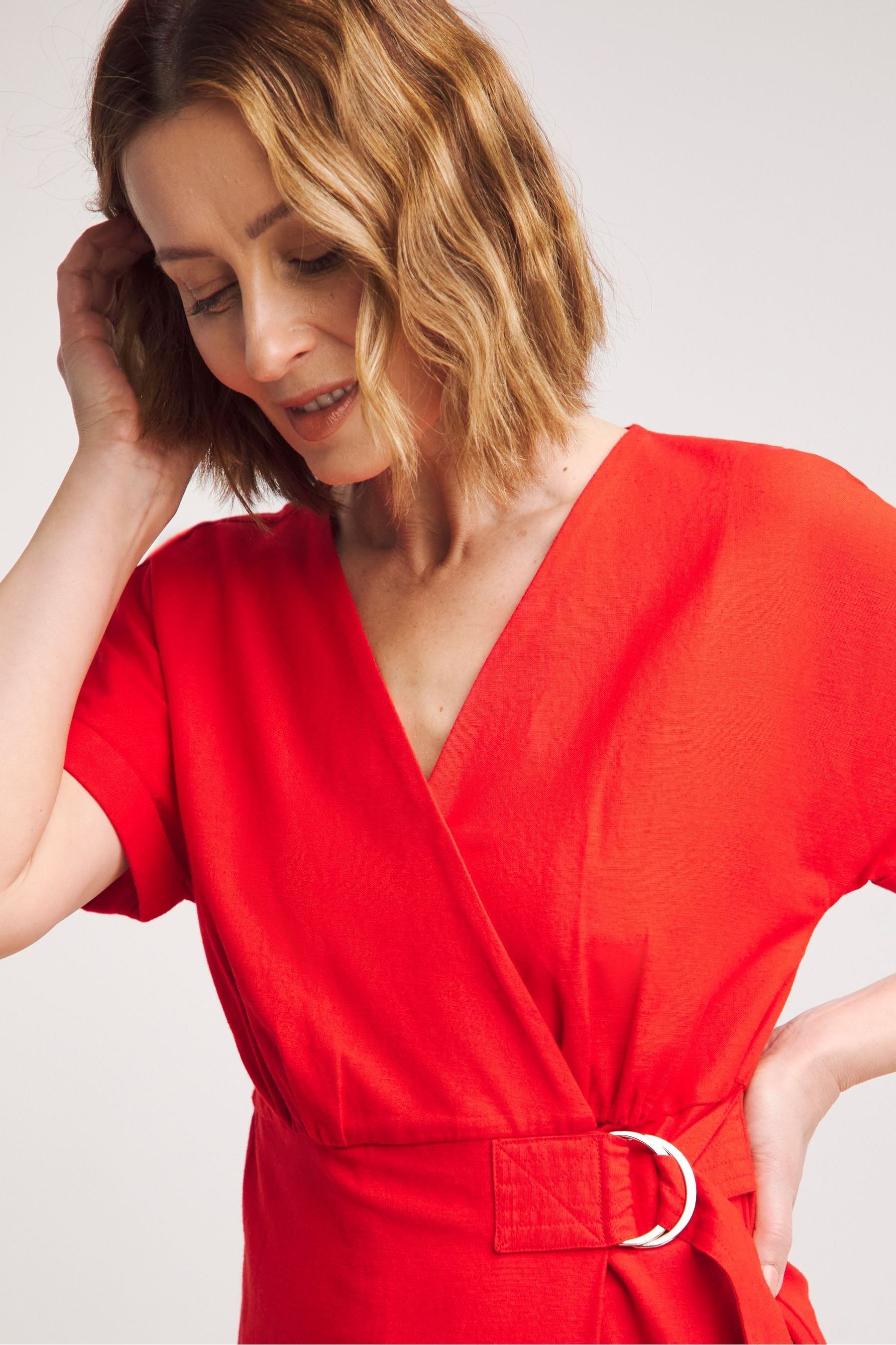 Buy JD Williams Red Linen D Ring Wrap Dress from the Next UK online shop