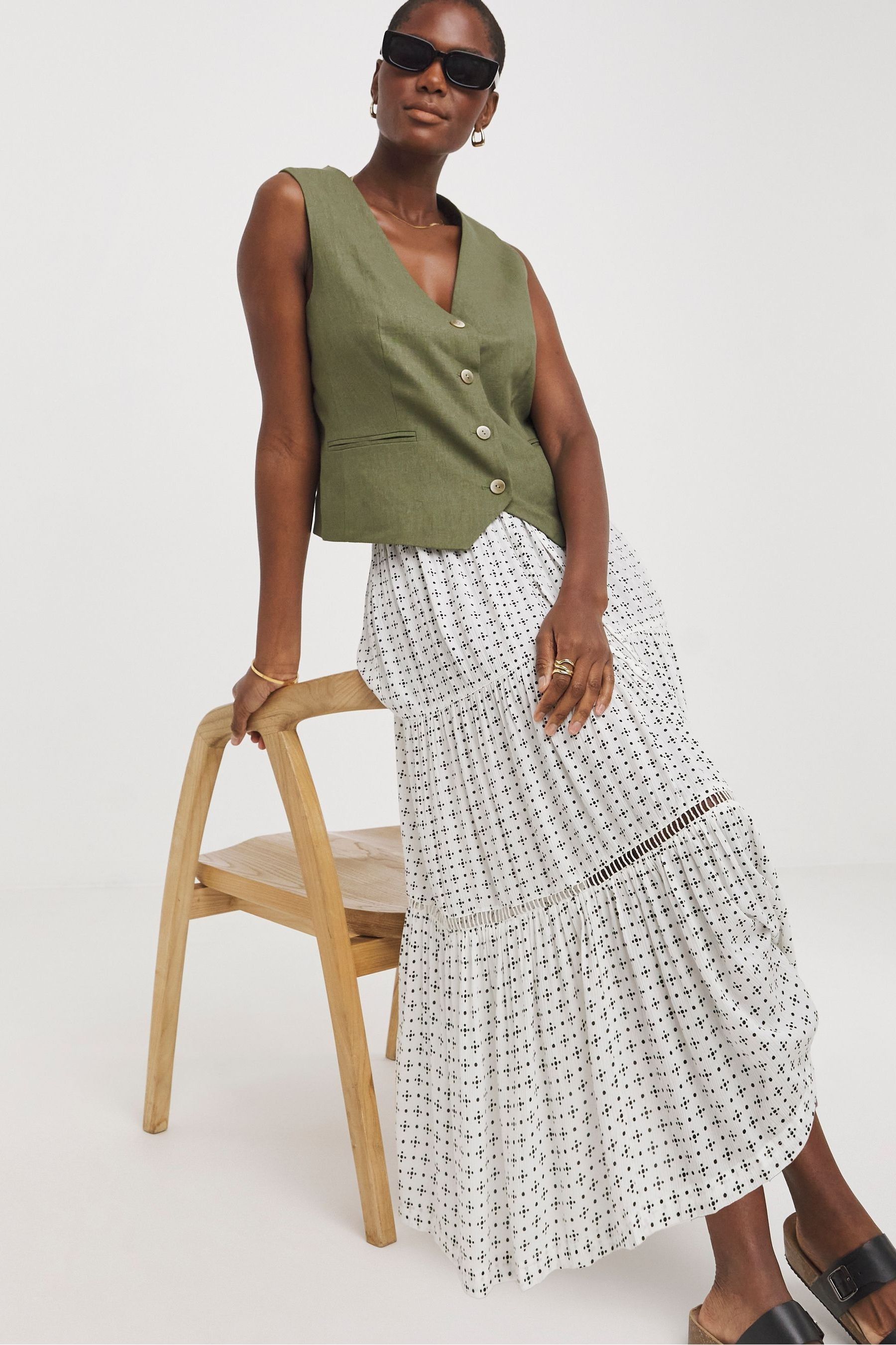 Buy JD Williams White Crinkle Midi Skirt from the Next UK online shop