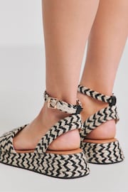 Simply Be Brown Wide Fit Low Espadrille Wedge Mono Sandals - Image 4 of 4