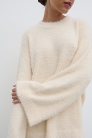 Pretty Lavish Cream Lula Crew Fluffy Yarn Jumper - Image 3 of 4